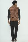 Shop_Nautanky_Black Korean Polyester Textured Bundi Kurta Set_at_Aza_Fashions
