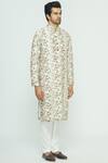 Nautanky White Thai Silk Printed Kurta Set Online at Aza Fashions Nautanky_White Thai Silk Printed Kurta Set _Online_at_Aza_Fashions
