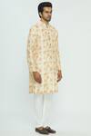 Nautanky_Beige Thai Silk Printed Kurta Set _Online_at_Aza_Fashions