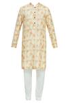 Buy_Nautanky_Beige Thai Silk Printed Kurta Set _Online_at_Aza_Fashions