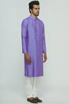 Nautanky Purple Thai Silk Printed Kurta Set Online at Aza Fashions Nautanky_Purple Thai Silk Printed Kurta Set _Online_at_Aza_Fashions