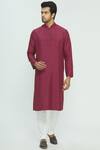 Buy_Nautanky_Pink Thai Silk Printed Kurta Set_at_Aza_Fashions