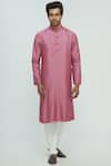 Buy Nautanky Pink Thai Silk Printed Kurta Set at Aza Fashions Buy_Nautanky_Pink Thai Silk Printed Kurta Set _at_Aza_Fashions