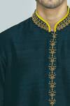 Nautanky_Green Chanderi Silk Sherwani Set _at_Aza_Fashions