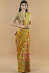Anupamaa Dayal_Yellow Silk Printed Saree_Online_at_Aza_Fashions