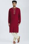 Buy_Bhusattva_Maroon Organic Linen Kurta  _at_Aza_Fashions