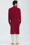 Shop_Bhusattva_Maroon Organic Linen Kurta  _at_Aza_Fashions