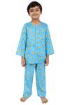 Buy_Nigh Nigh_Blue Cotton Printed Pyjama Set _at_Aza_Fashions