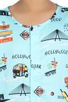 Nigh Nigh_Blue Cotton Printed Pyjama Set _Online_at_Aza_Fashions