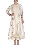 Buy_Priyanka Jain_White Chanderi Jacket Kurta Set_at_Aza_Fashions