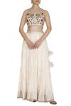 Buy_Priyanka Jain_White Chanderi Embroidered Lehenga Set _at_Aza_Fashions