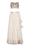 Priyanka Jain_White Chanderi Embroidered Lehenga Set _Online_at_Aza_Fashions
