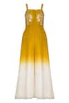 Priyanka Jain_Yellow Chanderi Embroidered Jumpsuit_Online_at_Aza_Fashions