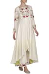 Buy_Priyanka Jain_White Chanderi Embroidered Kurta Set_at_Aza_Fashions