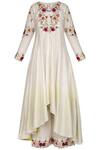 Priyanka Jain_White Chanderi Embroidered Kurta Set_Online_at_Aza_Fashions