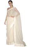 Buy_Priyanka Jain_White Embroidered Saree With Blouse _at_Aza_Fashions