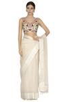 Buy_Priyanka Jain_White Embroidered Saree With Blouse _Online_at_Aza_Fashions