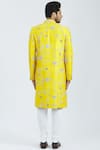 Shop_Nautanky_Yellow Raw Silk Embroidered Sherwani Set  _at_Aza_Fashions