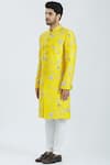 Buy_Nautanky_Yellow Raw Silk Embroidered Sherwani Set  _Online_at_Aza_Fashions