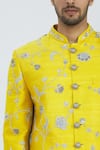 Nautanky_Yellow Raw Silk Embroidered Sherwani Set  _at_Aza_Fashions