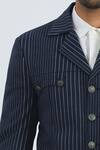 Nautanky_Blue Cotton Striped Jacket With Pant _at_Aza_Fashions