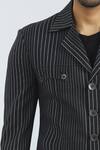 Nautanky_Black Cotton Striped Jacket With Pant _at_Aza_Fashions