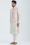 Nautanky_Pink Cotton Button Front Bundi _Online_at_Aza_Fashions