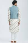 Shop Nautanky Blue Cotton Button Front Bundi at Aza Fashions Shop_Nautanky_Blue Cotton Button Front Bundi _at_Aza_Fashions