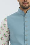 Buy Nautanky Blue Cotton Button Front Bundi Buy_Nautanky_Blue Cotton Button Front Bundi