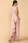 Shop_Tarun Tahiliani_Pink Italian Tulle Round Draped Top With Pants _at_Aza_Fashions