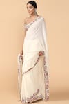 Buy_Tarun Tahiliani_White Embroidered Saree With Unstitched Blouse Fabric _Online_at_Aza_Fashions