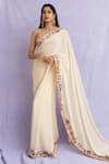 Buy_Tarun Tahiliani_White Embroidered Saree With Unstitched Blouse Fabric _at_Aza_Fashions