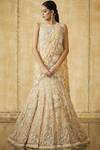 Buy_Tarun Tahiliani_Beige Bodysuit-stretch Tulle Lehenga-soft Net Embroidered Saree Set _at_Aza_Fashions