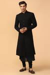 Buy_Tarun Tahiliani_Black Button Front Sherwani _at_Aza_Fashions