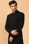 Buy_Tarun Tahiliani_Black Button Front Sherwani _Online_at_Aza_Fashions