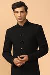 Shop_Tarun Tahiliani_Black Button Front Sherwani _Online_at_Aza_Fashions