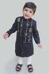 Buy_Tiber Taber_Black Cotton Satin Kurta Set For Boys_at_Aza_Fashions