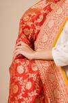 Ekaya Banaras_Red Banarasi Silk Dupatta_Online_at_Aza_Fashions