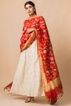 Buy_Ekaya Banaras_Red Banarasi Silk Dupatta_at_Aza_Fashions