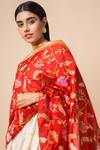 Shop_Ekaya Banaras_Red Banarasi Silk Dupatta_at_Aza_Fashions