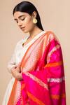 Shop_Ekaya Banaras_Pink Banarasi Silk Dupatta_at_Aza_Fashions