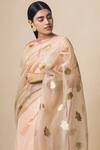 Ekaya Banaras_White Organza Banarasi Dupatta_Online_at_Aza_Fashions