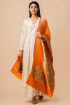 Buy_Ekaya Banaras_Orange Banarasi Silk Dupatta_at_Aza_Fashions
