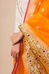 Ekaya Banaras_Orange Banarasi Silk Dupatta_Online_at_Aza_Fashions