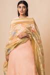 Shop_Ekaya Banaras_Yellow Tissue Net Banarasi Dupatta_at_Aza_Fashions