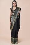 Buy_Ekaya Banaras_Black Silk Saree With Running Blouse Fabric_at_Aza_Fashions