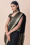 Shop_Ekaya Banaras_Black Silk Saree With Running Blouse Fabric_at_Aza_Fashions
