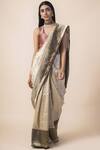 Buy_Ekaya Banaras_Beige Banarasi Silk Saree With Running Blouse Fabric_at_Aza_Fashions