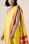 Ekaya Banaras Yellow Silk Saree With Running Blouse Fabric Online at Aza Fashions Ekaya Banaras_Yellow Silk Saree With Running Blouse Fabric_Online_at_Aza_Fashions