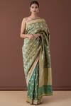 Buy_Ekaya Banaras_Green Banarasi Silk Saree With Running Blouse Fabric_at_Aza_Fashions